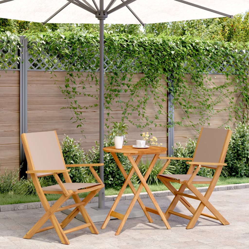 Bistro Set | Taupe | Solid Acacia wood, 100% Polyester Fabric | Compact