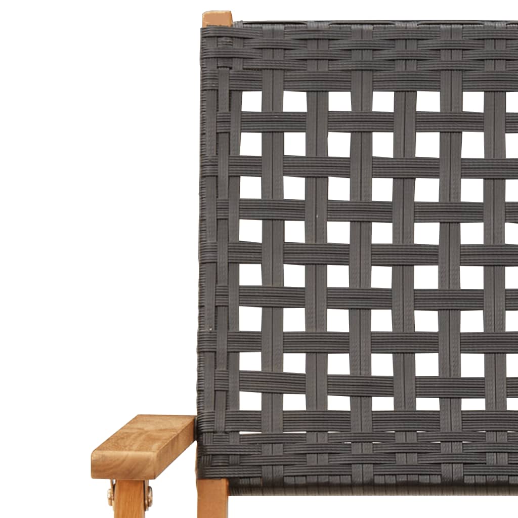 Bistro Set | Black | Solid acacia wood, PE rattan | Compact | Foldable
