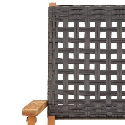 Bistro Set | Black | Solid acacia wood, PE rattan | Compact | Foldable