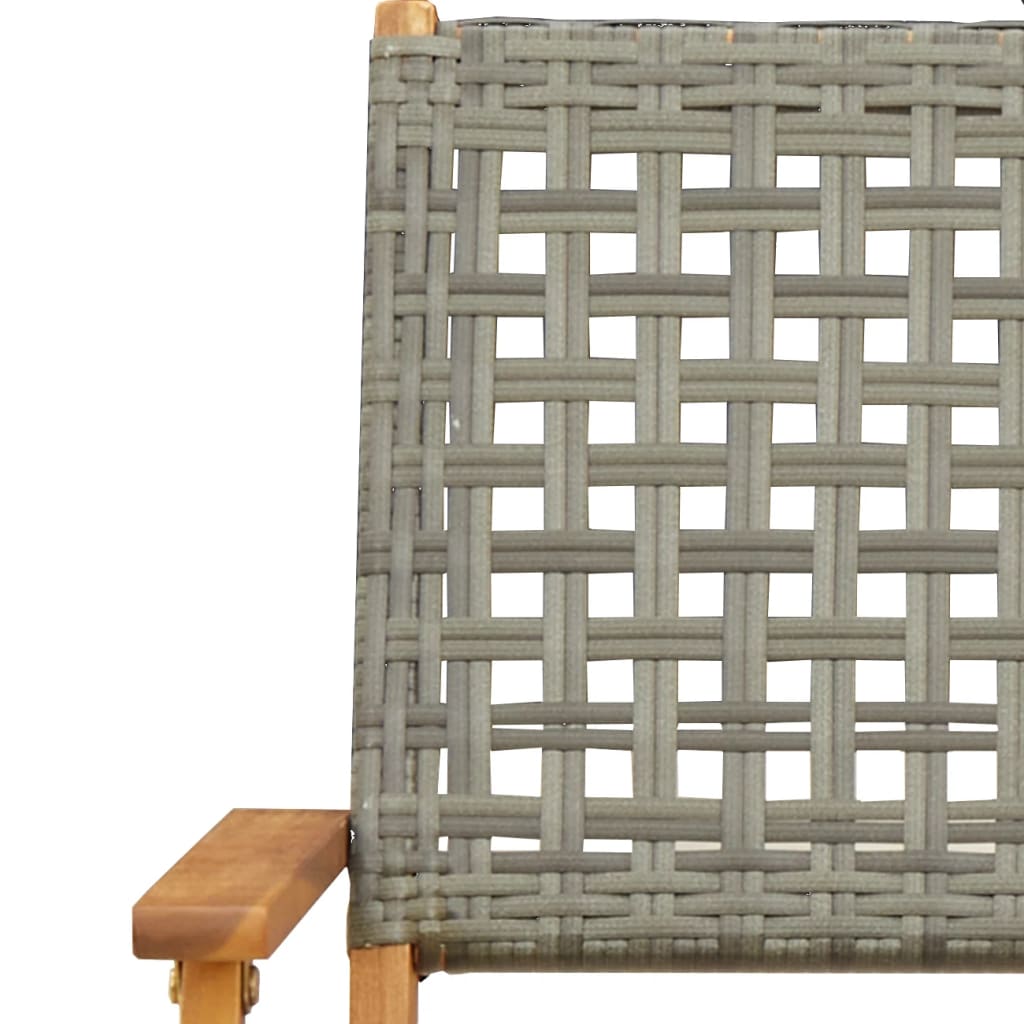 Bistro Set | Grey | Solid acacia wood, PE rattan | Medium | Foldable