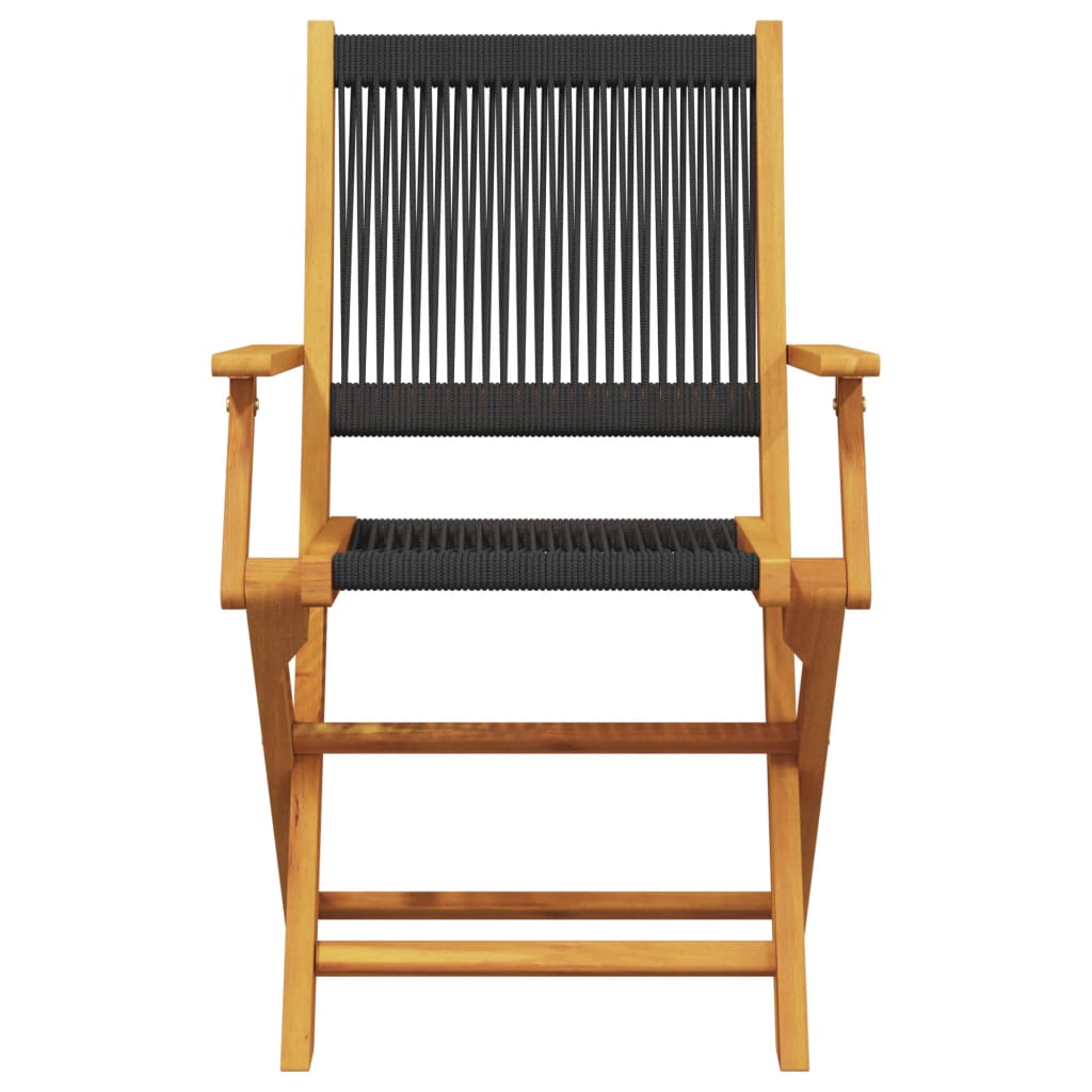Bistro Set | Black, Natural Wood | Solid Acacia wood, Polypropylene