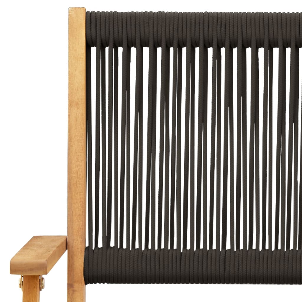 Bistro Set | Black, Natural Wood | Solid Acacia wood, Polypropylene