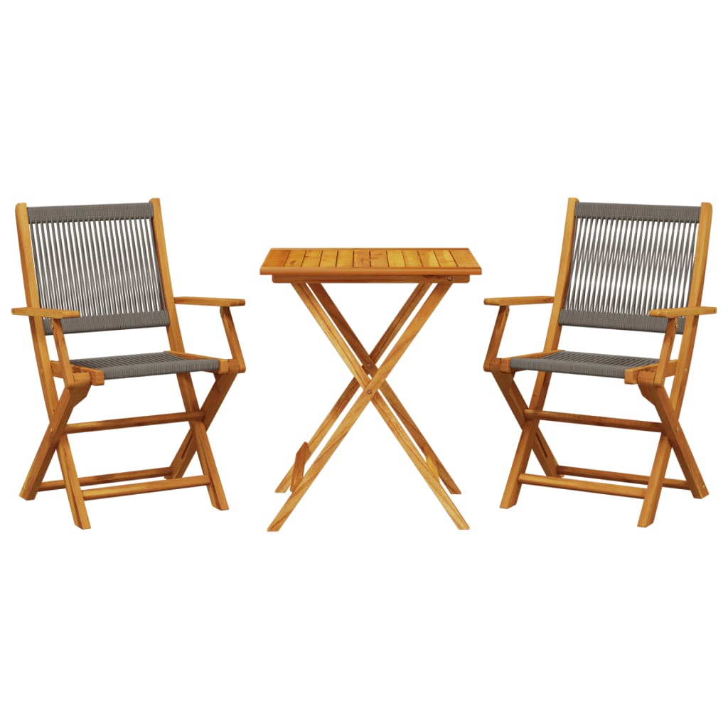 Bistro Set | Grey | Solid acacia wood, Polypropylene | Compact