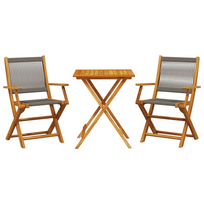 Bistro Set | Grey | Solid acacia wood, Polypropylene | Compact