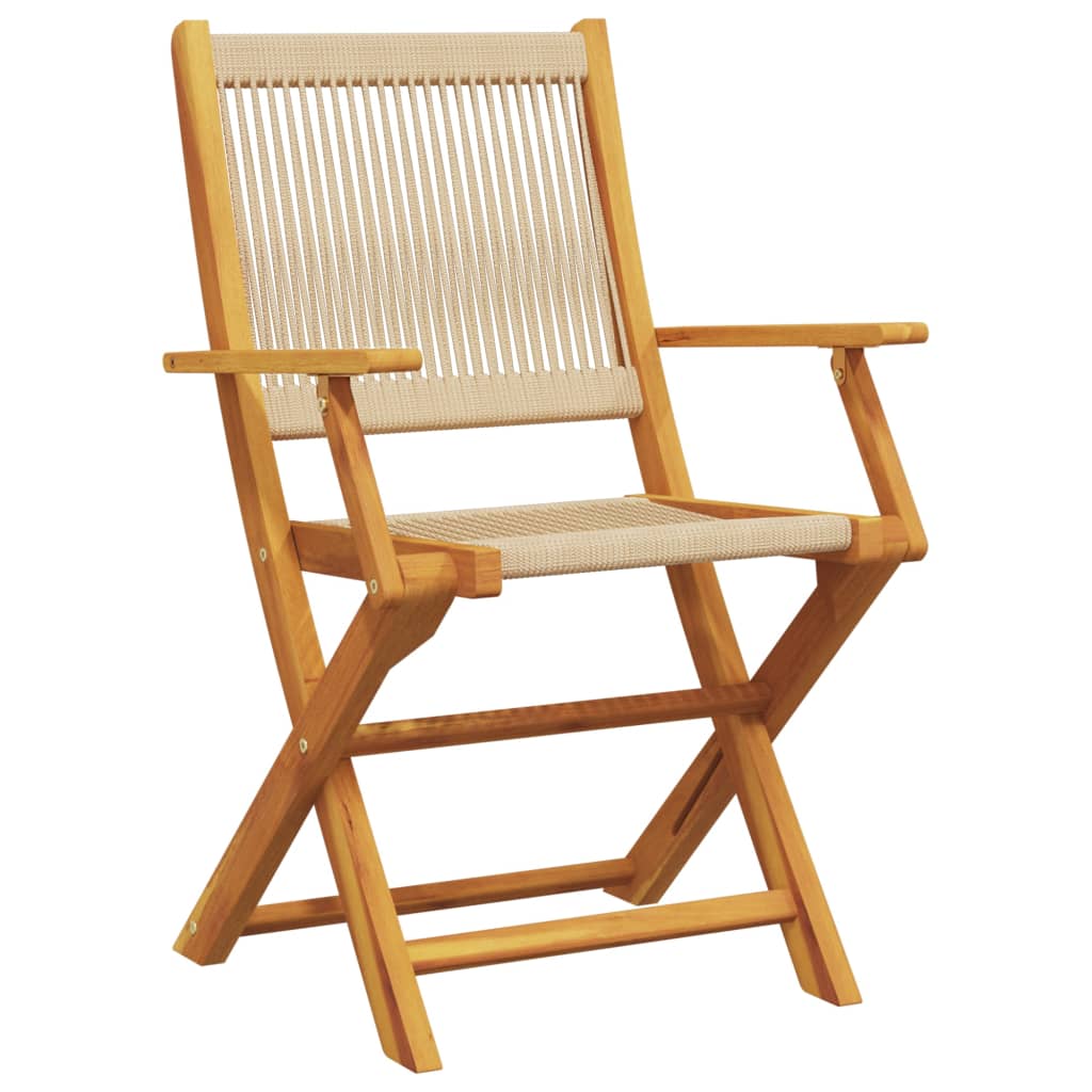 Bistro Set | Beige | Solid acacia wood, Polypropylene | Compact