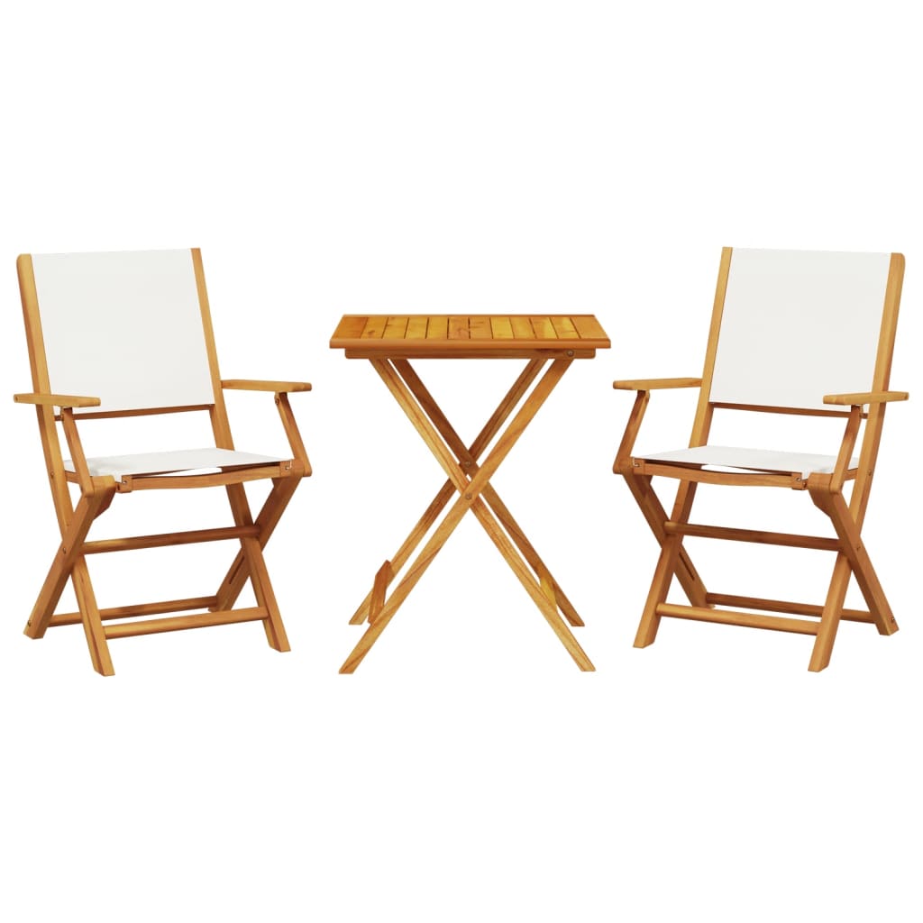 Bistro Set | Cream White | Solid Acacia Wood | 2-Seater | Foldable