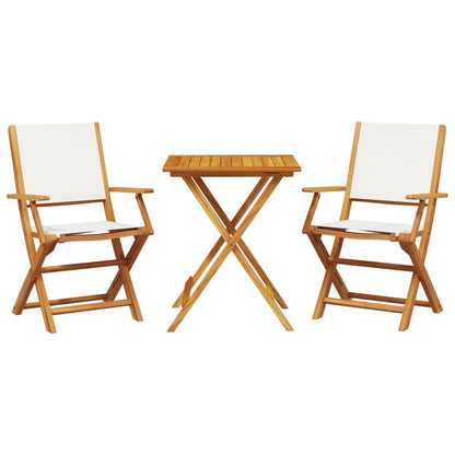 Bistro Set | Cream White | Solid Acacia Wood | 2-Seater | Foldable