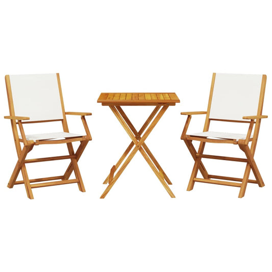 Bistro Set | Cream White | Solid Acacia Wood | 2-Seater | Foldable