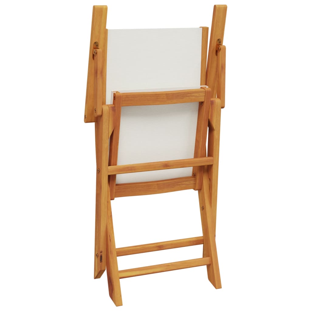 Bistro Set | Cream White | Solid Acacia Wood | 2-Seater | Foldable