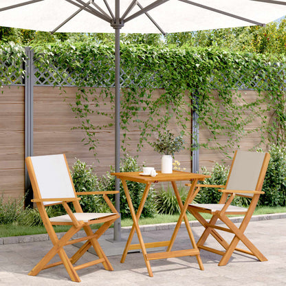 Bistro Set | Cream White | Solid Acacia Wood | 2-Seater | Foldable