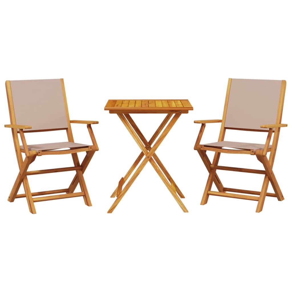 Bistro Set | Taupe | Solid Acacia wood, 100% polyester fabric | Compact