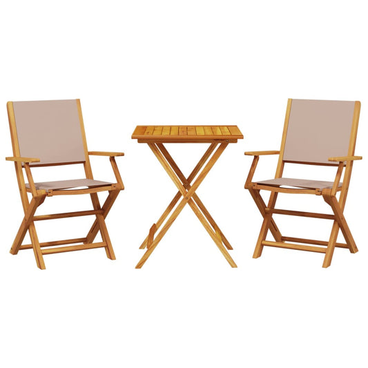 Bistro Set | Taupe | Solid Acacia wood, 100% polyester fabric | Compact