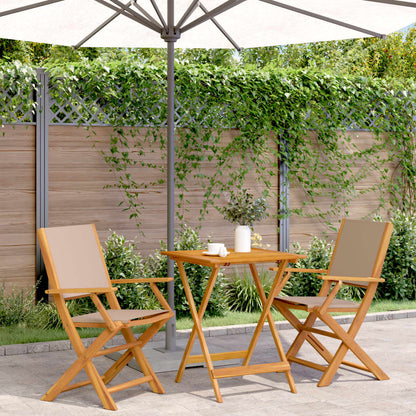 Bistro Set | Taupe | Solid Acacia wood, 100% polyester fabric | Compact