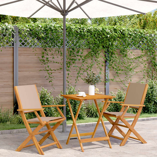 Bistro Set | Taupe | Solid Acacia wood, 100% polyester fabric | Compact