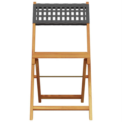 3 Piece Bistro Set Black Poly Rattan and Solid Wood