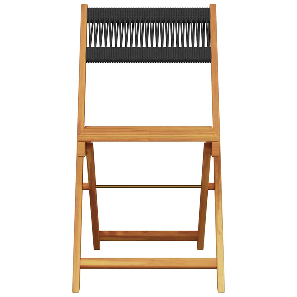 3 Piece Bistro Set Black Polypropylene and Solid Wood