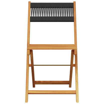3 Piece Bistro Set Black Polypropylene and Solid Wood