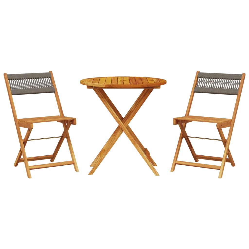 Bistro Set | Grey | Solid acacia wood and polypropylene | Medium