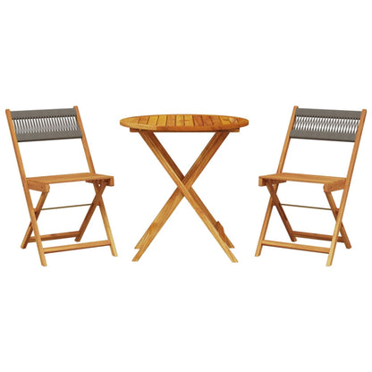 Bistro Set | Grey | Solid acacia wood and polypropylene | Medium