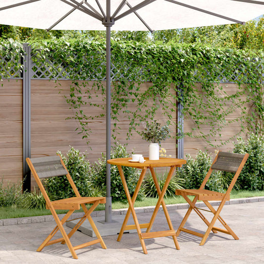 Bistro Set | Grey | Solid acacia wood and polypropylene | Medium