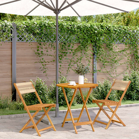 Bistro Set | Beige | Solid acacia wood with an oil finish, Polypropylene