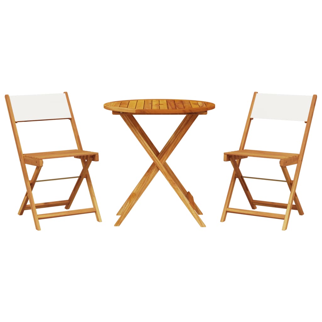 Bistro Set | Cream White | Solid Acacia wood, Polyester fabric | 3 Piece