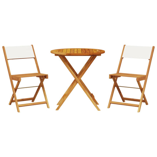 Bistro Set | Cream White | Solid Acacia wood, Polyester fabric | 3 Piece