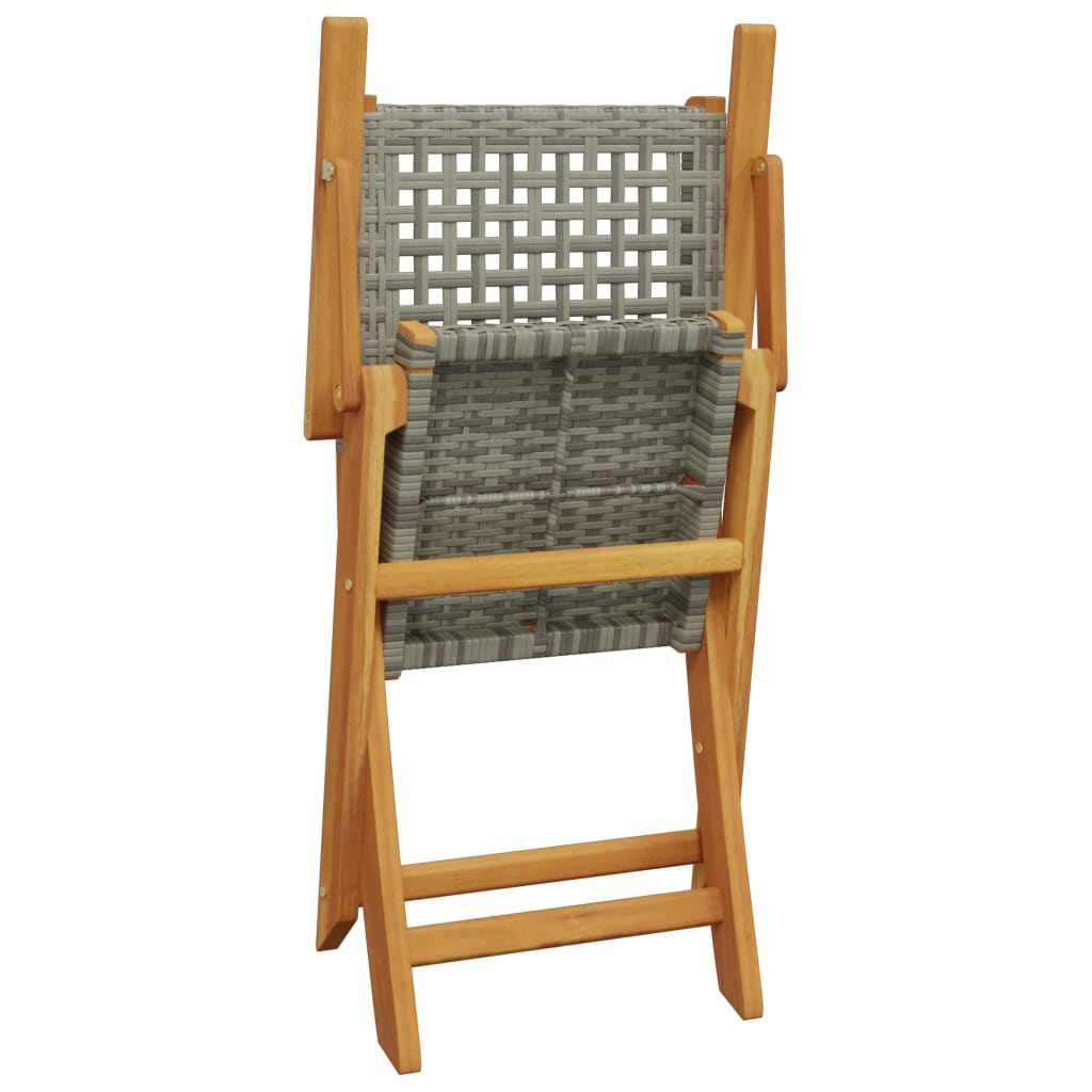 Bistro Set | Grey | Solid acacia wood, PE rattan | 2-seater |  Foldable