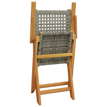 Bistro Set | Grey | Solid acacia wood, PE rattan | 2-seater |  Foldable