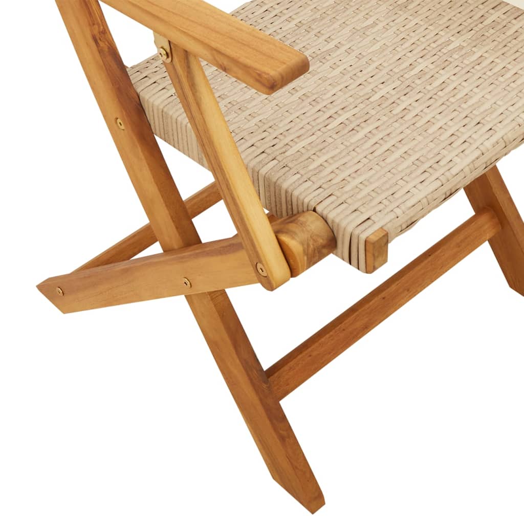 Bistro Set | Beige, Brown | Solid Acacia wood, PE rattan | Small