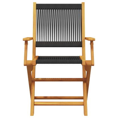 Bistro Set | Black | Solid Acacia wood, Polypropylene | Compact