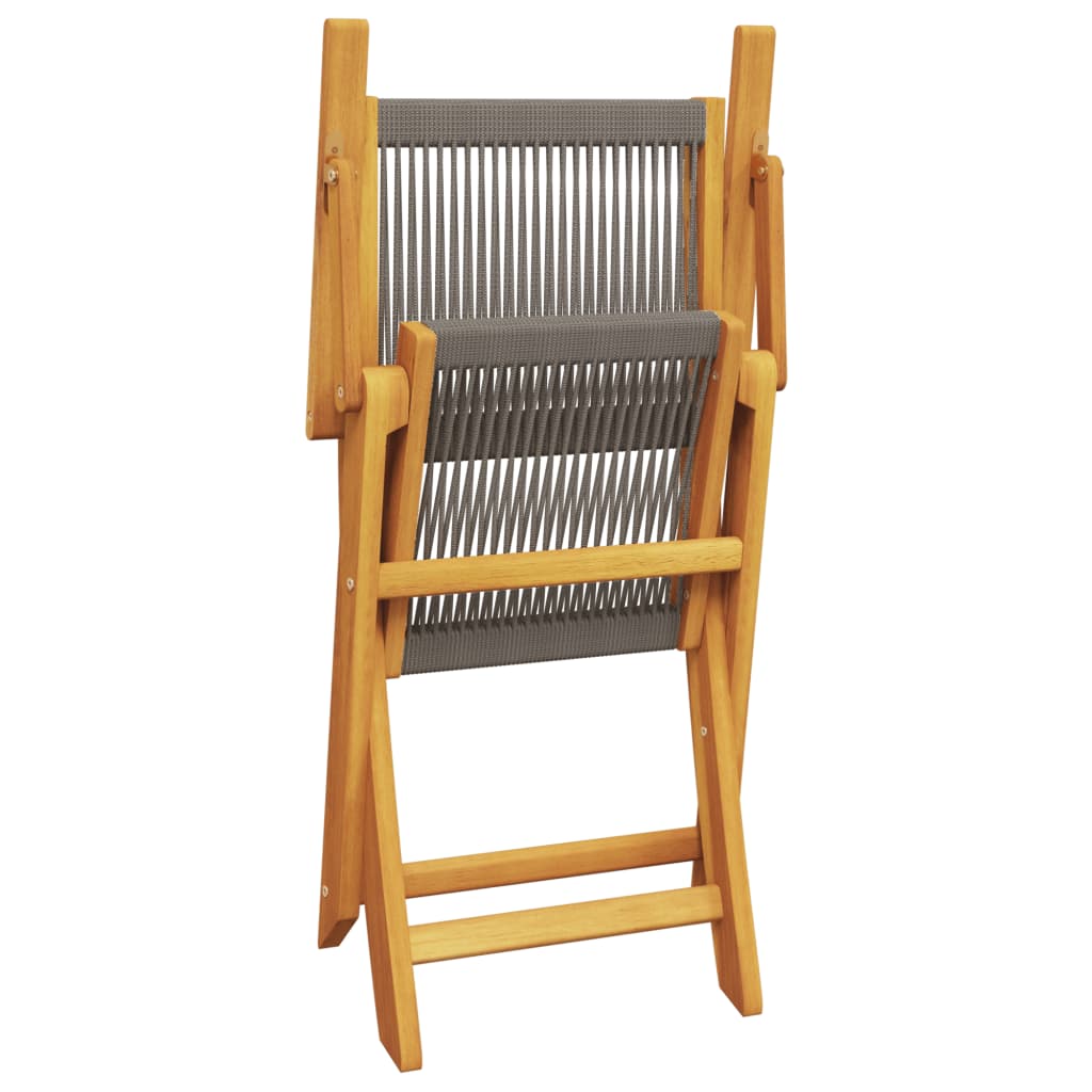 Bistro Set | Grey, Natural Wood | Solid acacia wood, Polypropylene