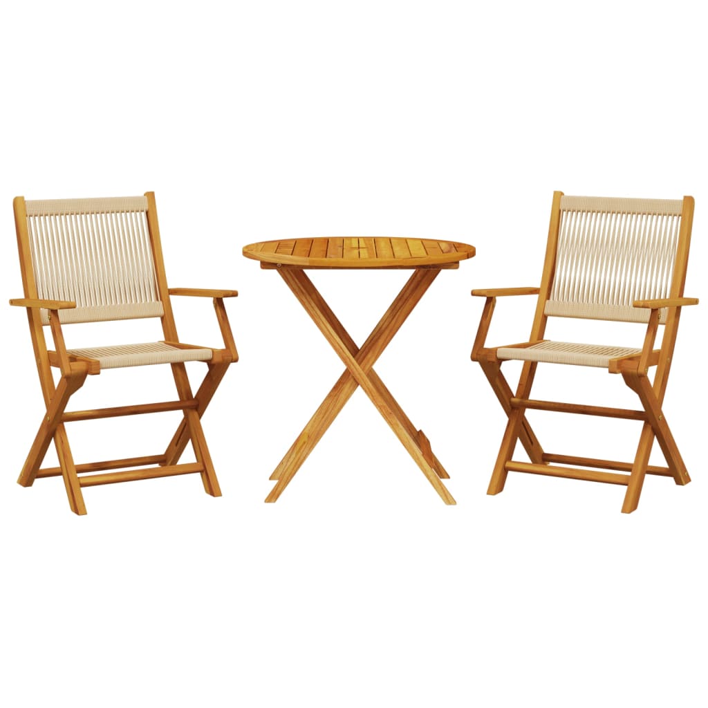 Bistro Set | Beige | Solid acacia wood, Polypropylene | Medium | Foldable