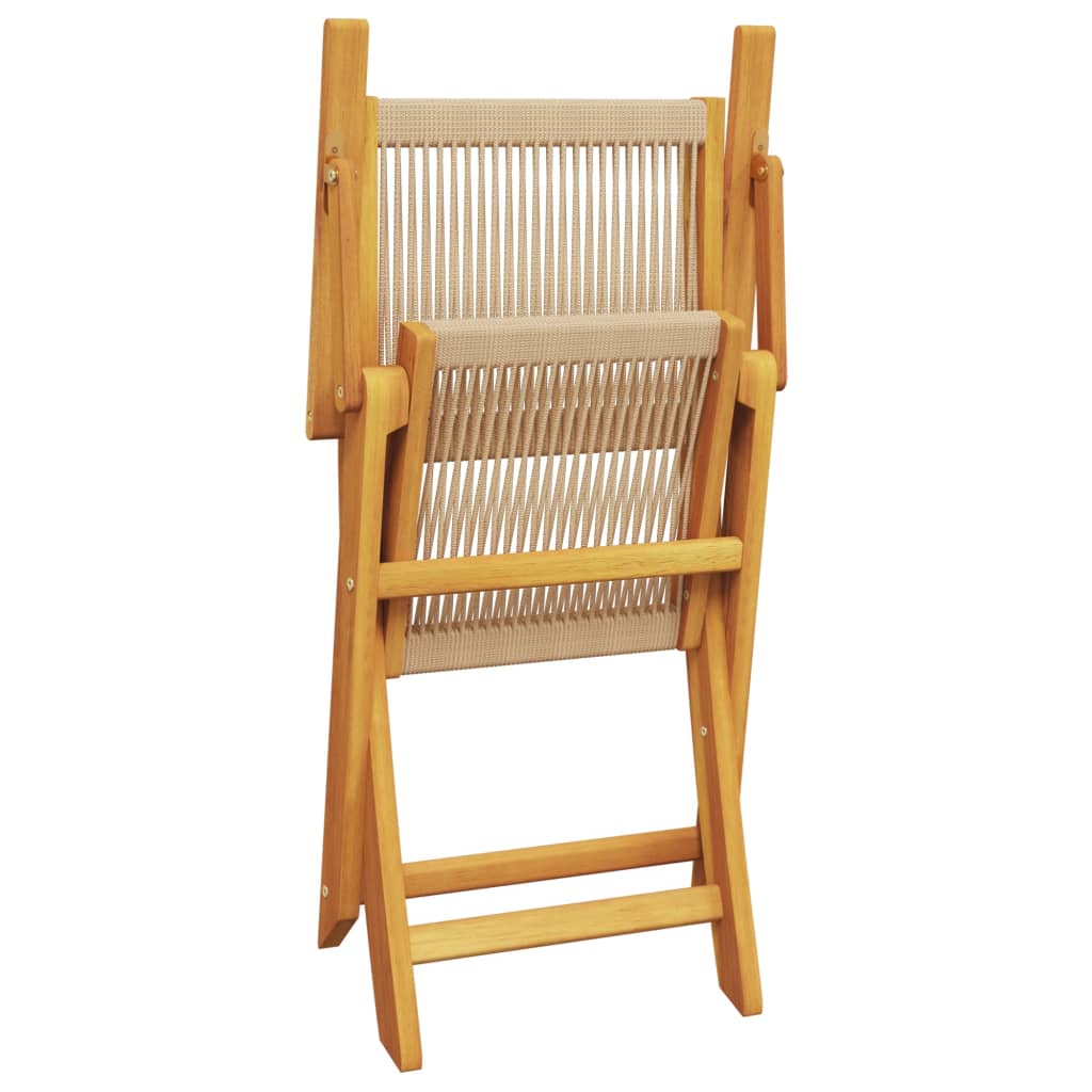 Bistro Set | Beige | Solid acacia wood, Polypropylene | Medium | Foldable