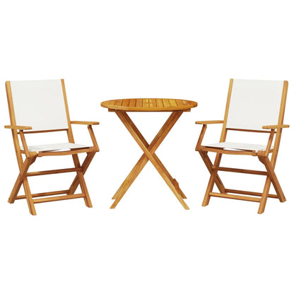 Bistro Set | Cream White | Solid acacia wood | Compact | Foldable