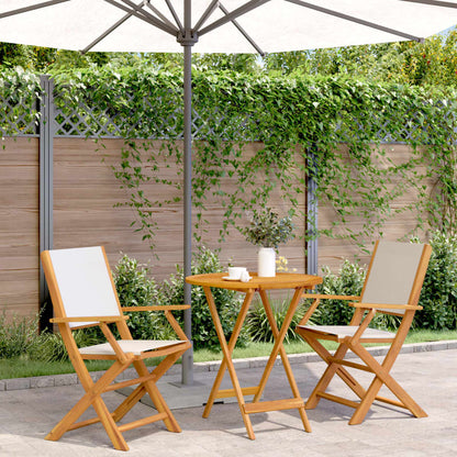 Bistro Set | Cream White | Solid acacia wood | Compact | Foldable