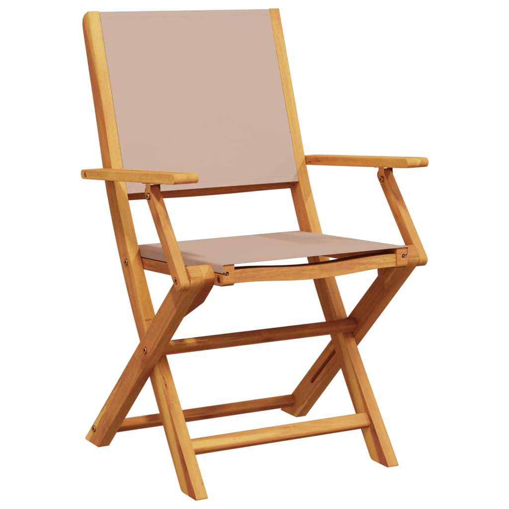 Bistro Set | Taupe | Solid Acacia wood | 2-Seater | Foldable | Bistro Set