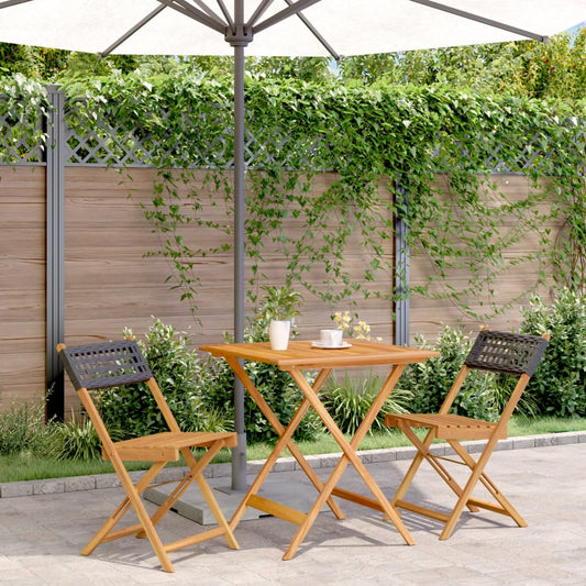 Bistro Set | Black | Solid acacia wood | Compact | Foldable | Bistro Set