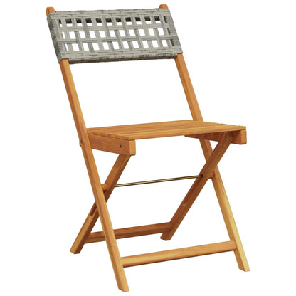 Bistro Set | Grey | Solid acacia wood | Compact | Collapsible