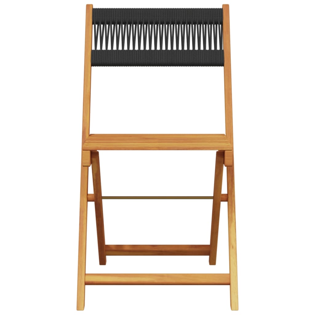 Bistro Set | Black with wooden finish | Solid acacia wood, polypropylene
