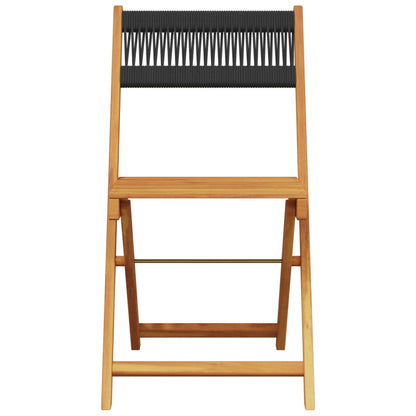 Bistro Set | Black with wooden finish | Solid acacia wood, polypropylene