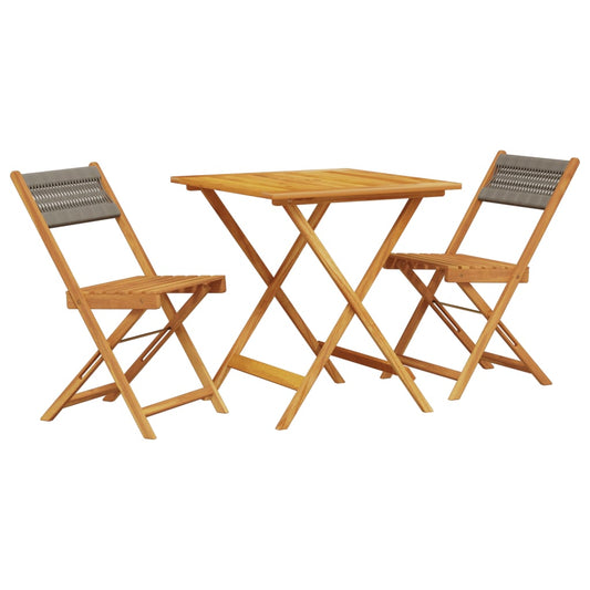 Bistro Set | Grey | Solid acacia wood, Polypropylene | Foldable