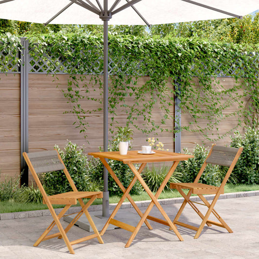 Bistro Set | Grey | Solid acacia wood, Polypropylene | Foldable