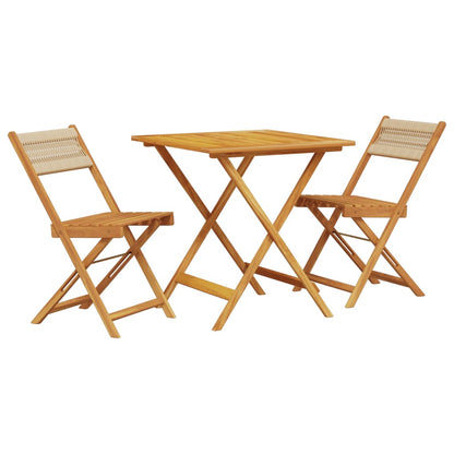 Bistro Set | Beige | Solid acacia wood, polypropylene | Small | Foldable