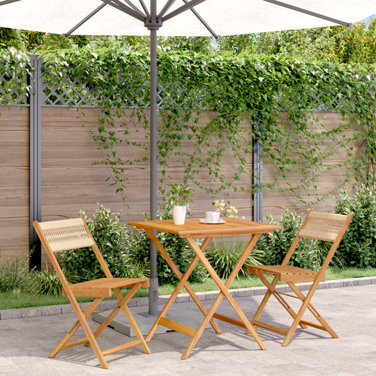 Bistro Set | Beige | Solid acacia wood, polypropylene | Small | Foldable