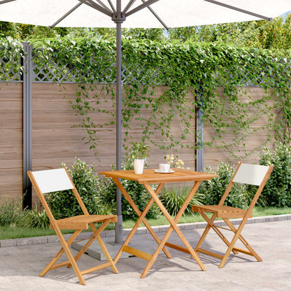 Bistro Set | Cream White | Solid acacia wood, Fabric (100% polyester)