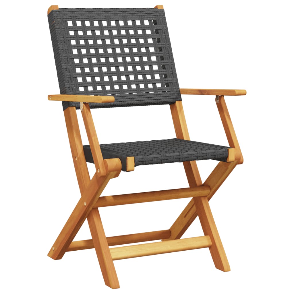 Bistro Set | Black, Brown | Solid acacia wood, PE rattan | Standard