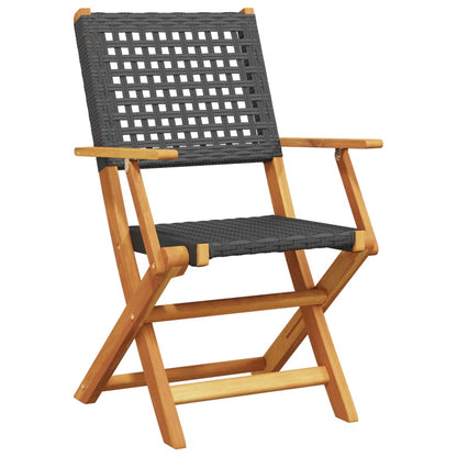Bistro Set | Black, Brown | Solid acacia wood, PE rattan | Standard