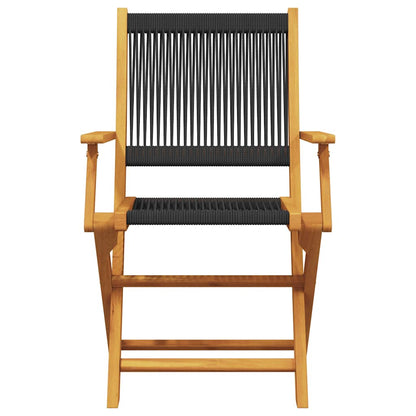 3 Piece Bistro Set Black Polypropylene and Solid Wood