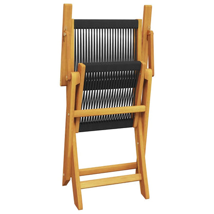3 Piece Bistro Set Black Polypropylene and Solid Wood